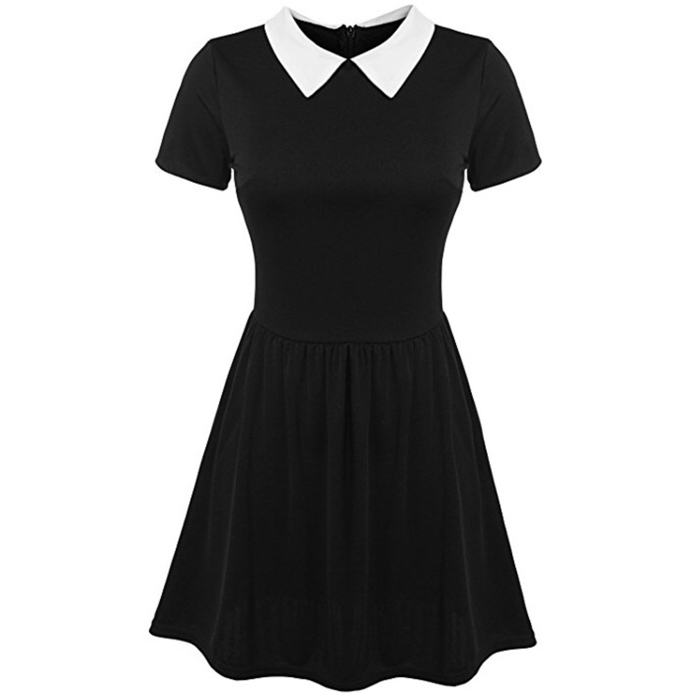 Wednesday Addams-style Peter Pan collar dress